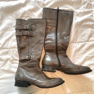 Grey LEATHER Riding Boots
